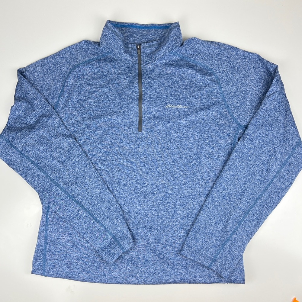 Eddie Bauer Men's Heather Blue Quarter-Zip Jacket Size XL Tall